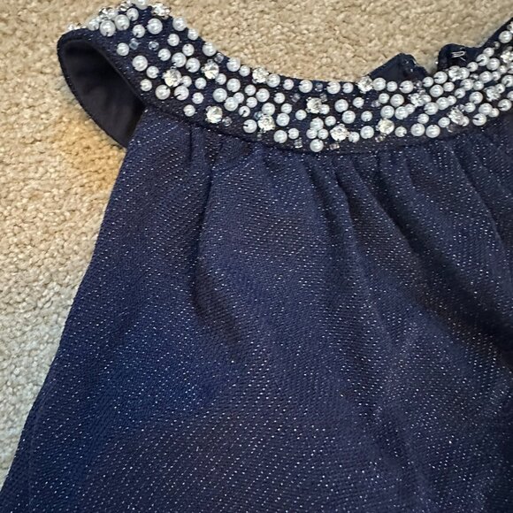 Formal Dress - Alex Evenings Brand Navy Blue with pearls - Picture 2 of 6